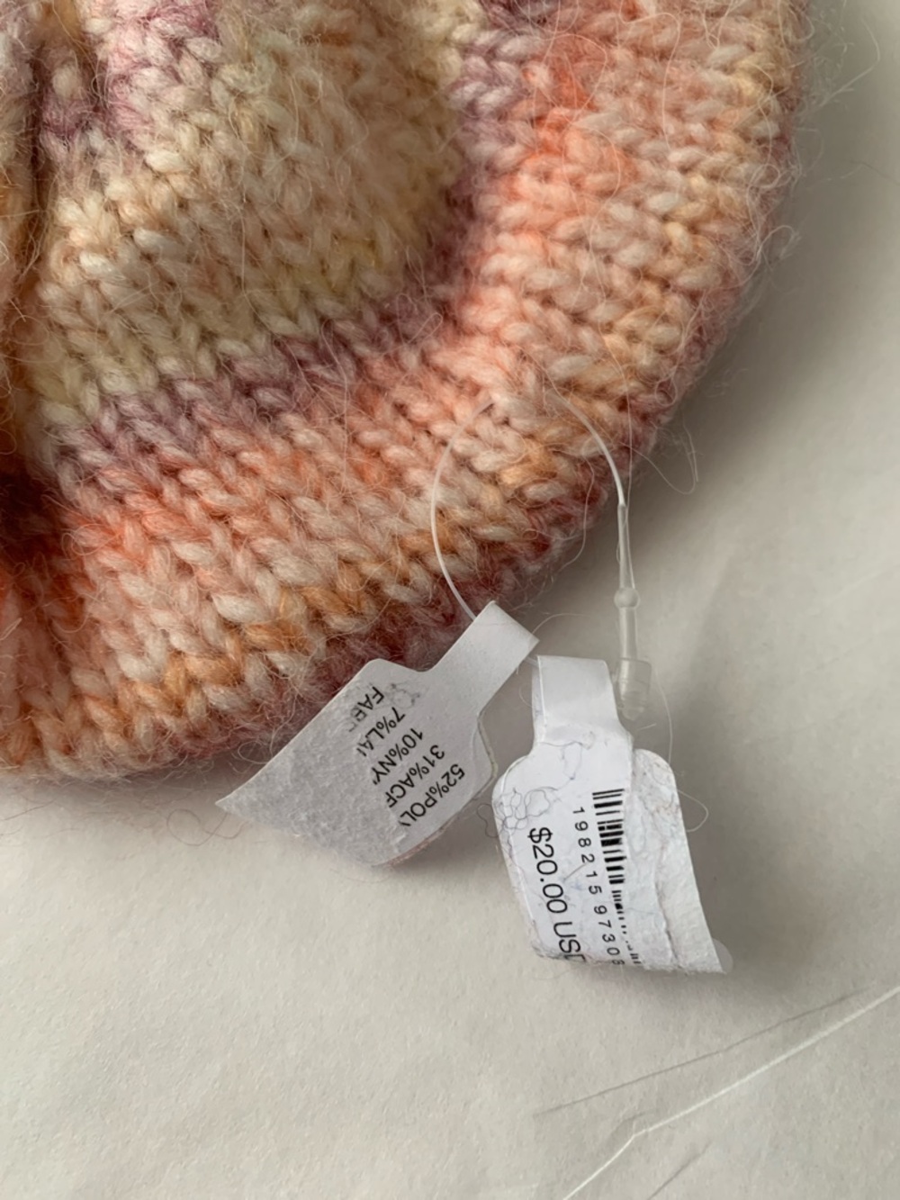 FREE PEOPLE Knit Striped Jumbo Scrunchie NWT Pink Ivory - Picture 4 of 5